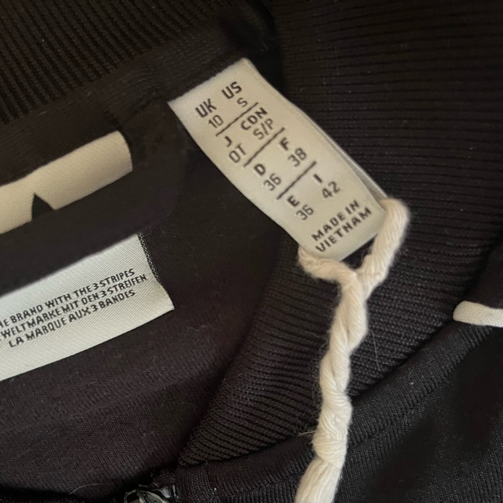 Adidas Black Jacket, Black & Navy Three-Stripe Joggers womens (small) - Picture 3 of 5